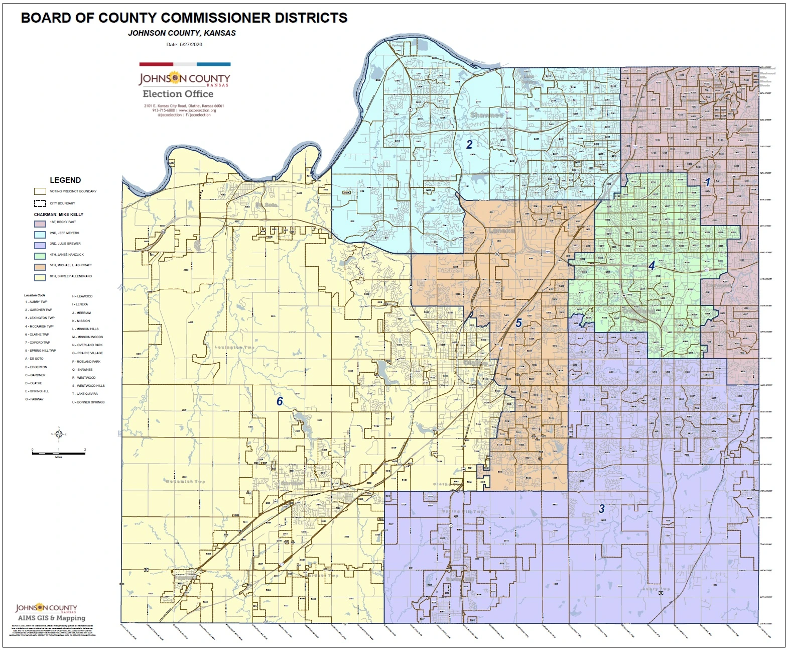 Johnson County Board Of County Commissioner Districts Map